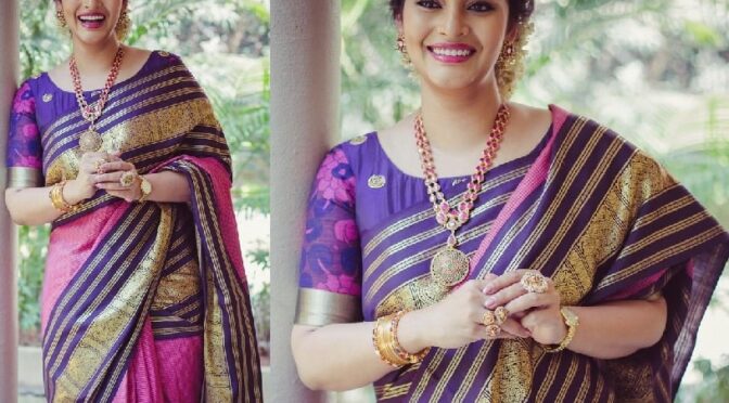 Renu Desai looking stunning in a traditional kanjeevaram saree!
