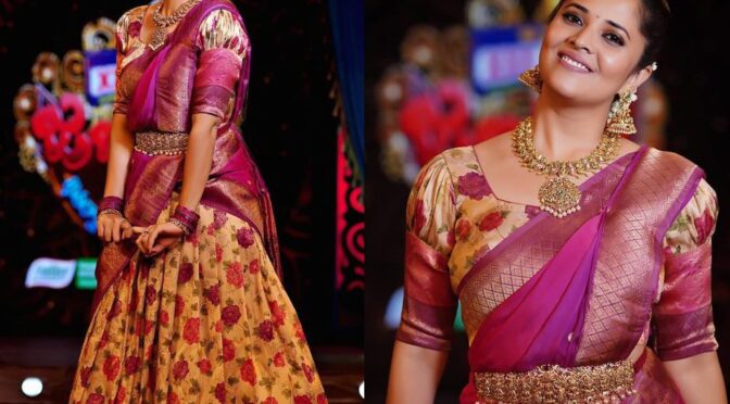 Anasuya Bharadwaj looking stunning in Gauri naidu designer Lehenga!