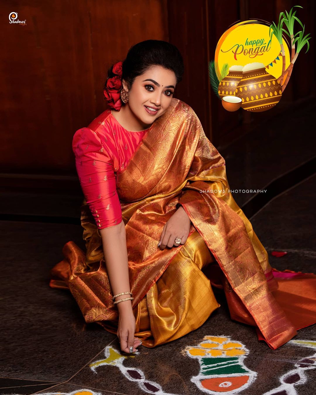 Actress Mena stuns in traditional gold silk saree! | Fashionworldhub