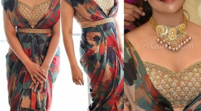 Divyanka Tripathi looking beautiful in pre draped saree by Kalki Fashion