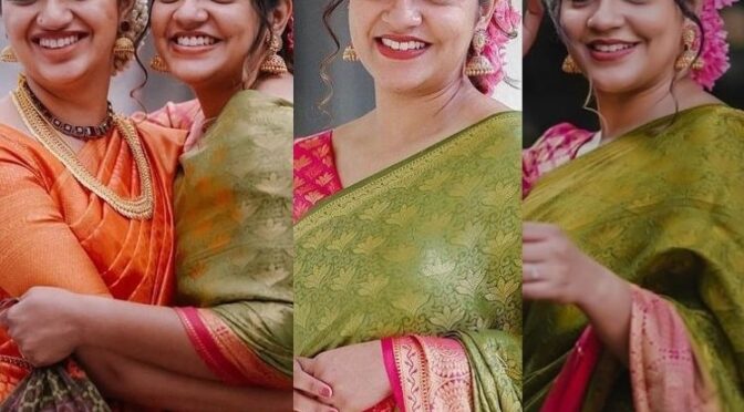 Aparna Balamurali in a green silk saree attended her bestie’s wedding!