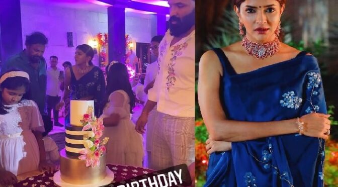 Lakshmi manchu stuns in blue satin saree at her father’s birthday party!