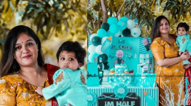 Meghana Raj Sarja shares adorable pics of JR. Chiranjeevi sarja celebrating 6 months birthday!