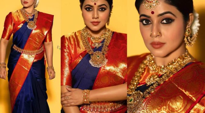 Purnaa stuns in Traditional Pattu saree by Brand mandir for “Dhee kings Vs. Queens!”