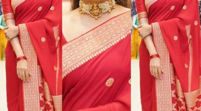 Keerthy Suresh stuns in red saree for opening of a shopping mall!