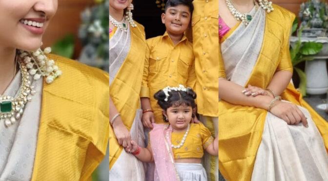 Actress Sneha prasanna family stuns in Traditional outfits for Diwali festival!