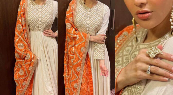 Kajal Aggarwal in Ivory anarkali suit for Bhaidooj this year!
