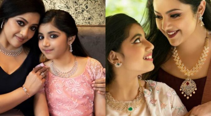 Meena and her daughter Nainika stuns in diamond jewellery at a recent photoshoot!