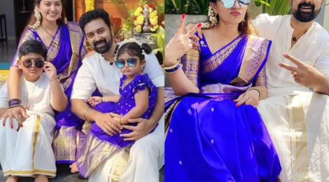 Sankranthi 2021 :- Actress Sneha Prasanna family in matching outfits for Sankranthi Celebrations