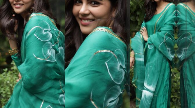Kalyani priyadarshan in green kurta set by Picchika!