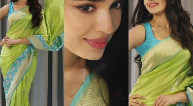 Krithi shetty in dual toned silk saree by Singhanias!