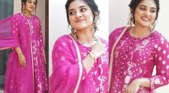 Nivetha Thomas attended wedding wearing a pink Anarkali set!