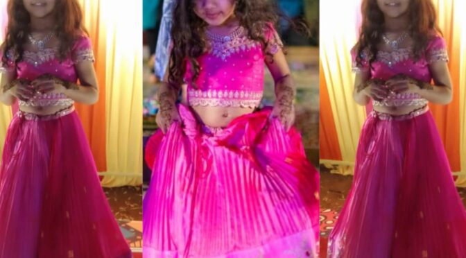 Allu Arha looking adorable in pink Lehenga by Kavitha gutta!