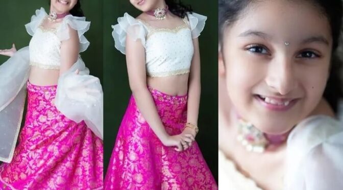 Sitara Ghattamaneni looks cute in a pink lehenga by Kavitha gutta!