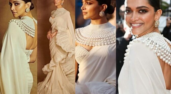 Deepika Padukone Stuns in Ruffled Saree On the Closing Ceremony of Cannes Film Festival.