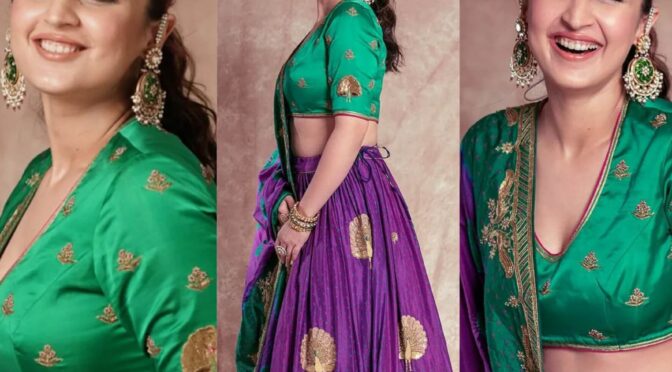Dhvani Bhanushali looks beautiful in purple lehenga set!
