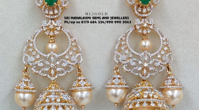 Diamond emerald Jhumkhas