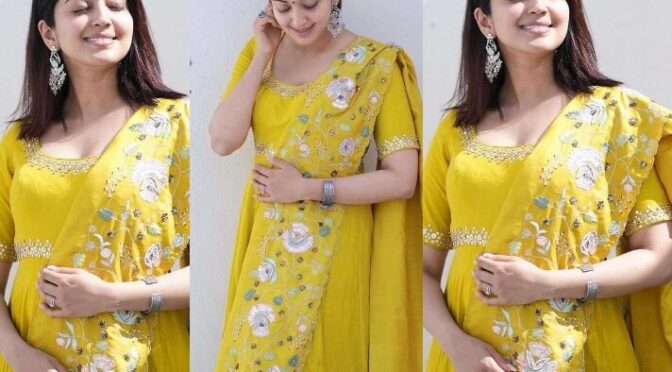 Pranitha Subash looking beautiful in a yellow anarkali suit!