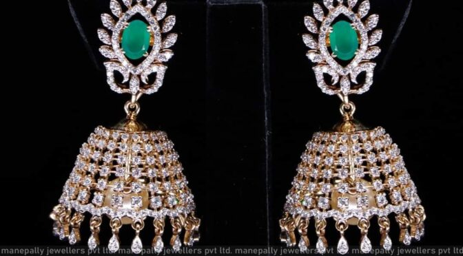 Designer Diamond Emerald Jhumkhas