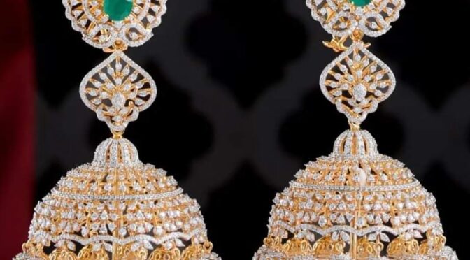 Diamond Emerald jhumkhas