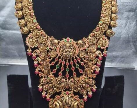 Heavy Bridal lakshmi peacock necklace!