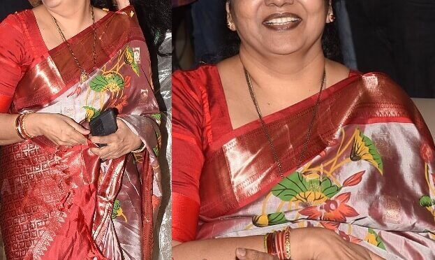 Jeevitha Rajasekhar in Traditional silk saree at Hi Five Pre release event!