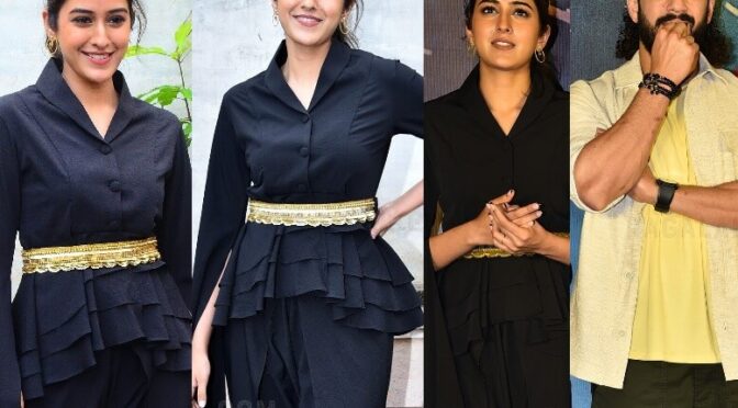 Sakshi Vaidya in a black Co-Ord set at “Agent ” Pre release event!