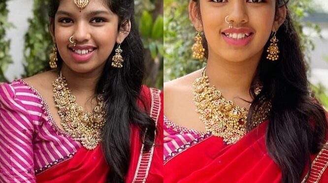 Sreeja Konidela’s daughter Nivrithi in traditional jewellery