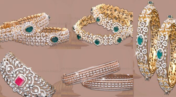 Classic diamond bangle designs by Aqua diamonds and jewels!