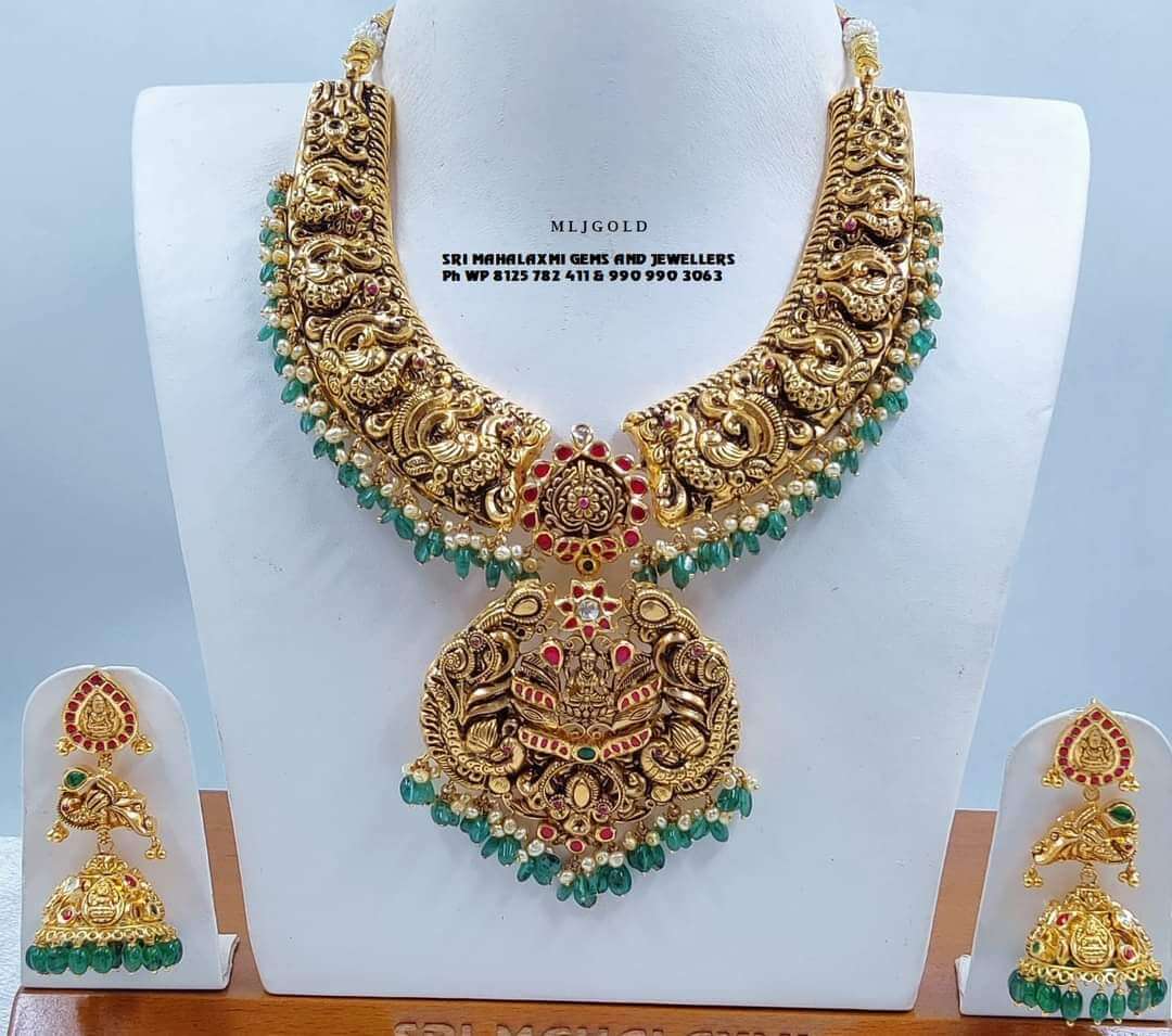 Antique gold nakshi kundan necklace | Fashionworldhub