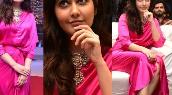 Raashii Khanna in a pink ruffle skirt set at “Thank You” trailer launch!
