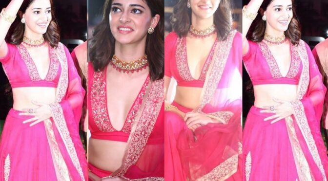Ananya Pandey in a pink lehenga at “Liger” pre-release event!