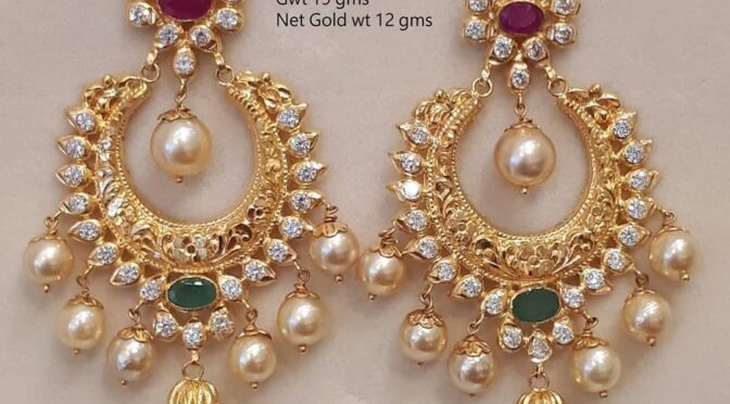Shop Rubans 22K Gold Plated Handcrafted CZ And Ruby Studded Chandbali  Earrings Online at Rubans