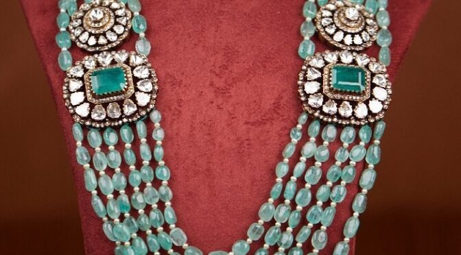 Diamond emerald choker and Emerald beads haram!