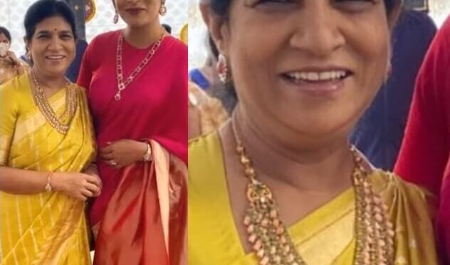 Surekha Konidela in a layered coral beads necklace