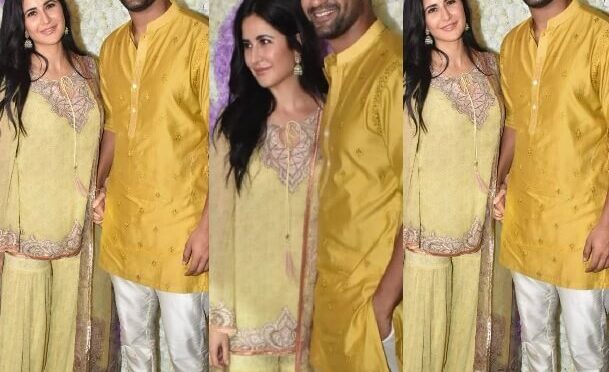 Katrina Kaif and Vicky Kaushal in matching outfits at Ganesh puja !