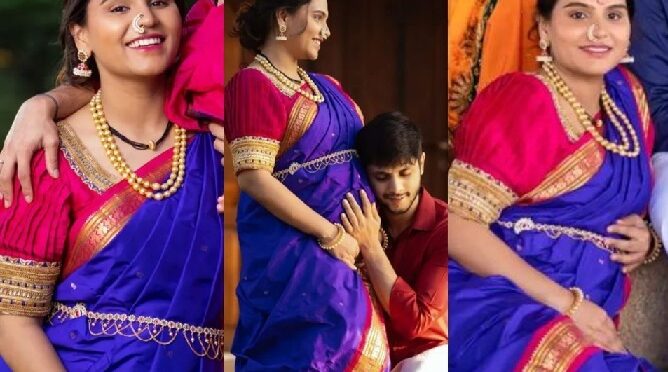 Gali bramhani reddy looks beautiful in a blue paithani silk saree!