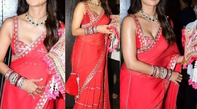 Shilpa Shetty in a red saree for Karwa Chauth 2022 celebrations!