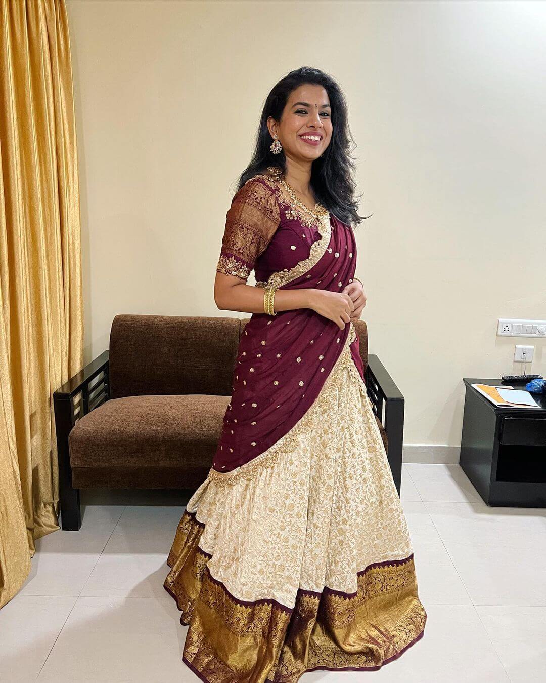 Wedding Wear Zari Work Designer Half Saree, With blouse piece