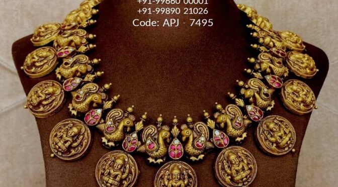 Antique gold peacock nakshi lakshmi necklace!