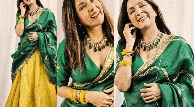 Nena Gupta in a yellow lehenga set by Rawmango!