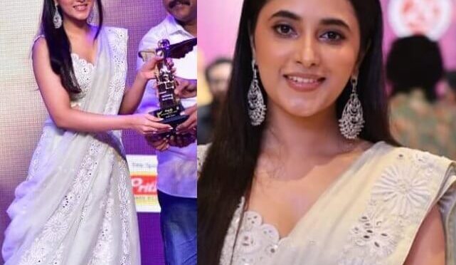 Priyanka Mohan in a white lehenga at “Vikatan”awards!