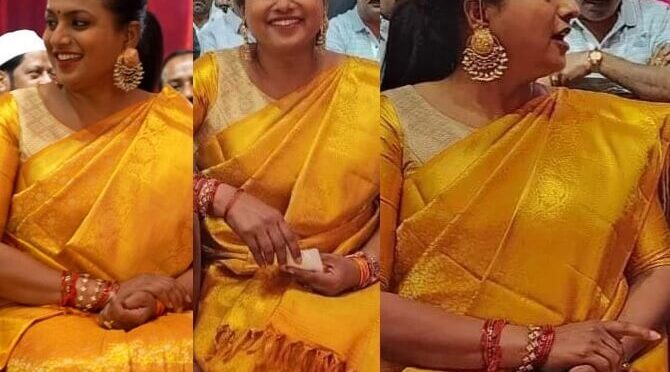 Roja Selvamani in a yellow silk saree at Ali’s daughter wedding!
