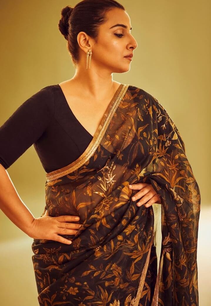 Charcoal Black Saree in Banarasi Silk Contrast Woven with Ka