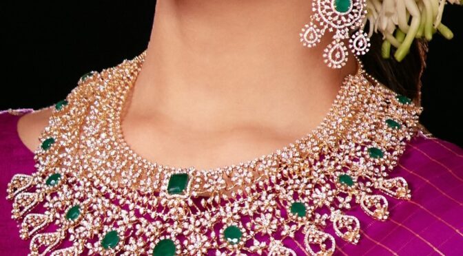 Diamond Emerald necklace and earrings