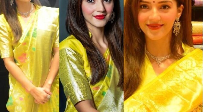 Mehreen Pirzada looks pretty in a lime green silk saree!