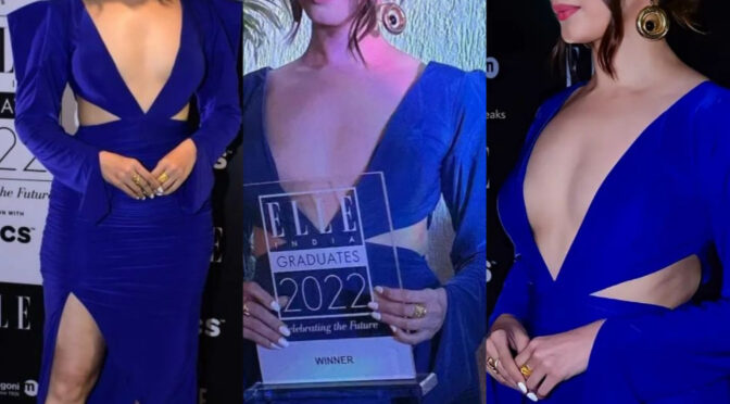 Tamannaah looks pretty in a blue dress at ELLE Graduates awards 2022!