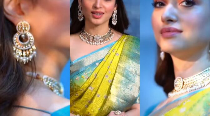 Tammanahh Bhatia looks pretty in a silk saree