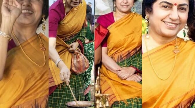 Suhasini in a traditional silk saree for Sankranthi 2023 celebrations!