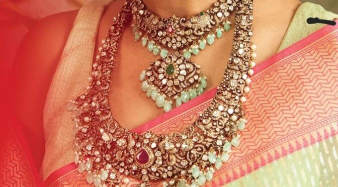 Victorian diamond haram and necklace by krishna jewellers.